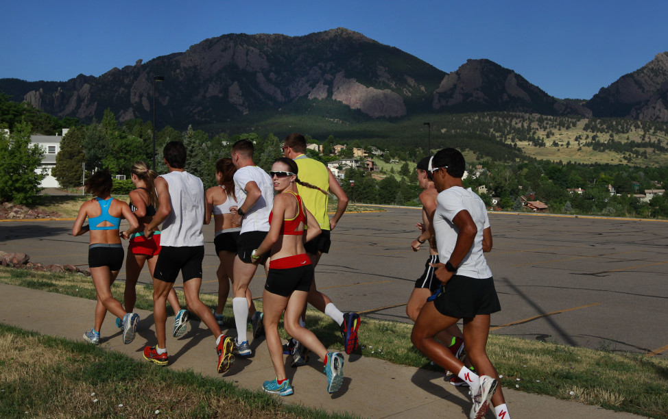 File - A group a runners in Boulder, Colorado. Colorado has one of the lowest obesity rates in the nation, but more than half the state’s residents are overweight or obese. (AP Photo)