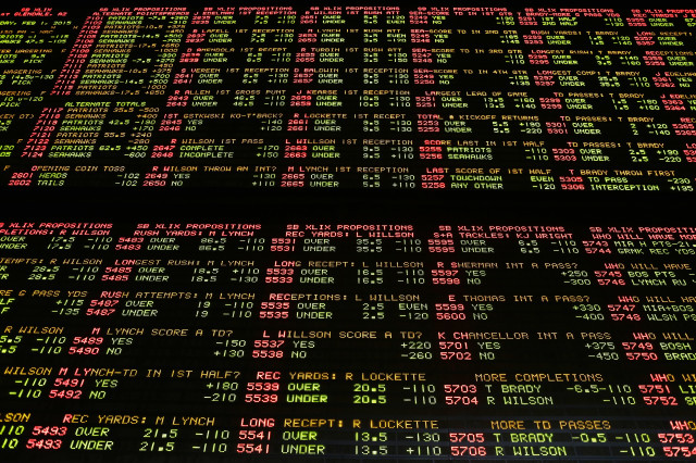 Super Bowl proposition bets are displayed on a board at the Westgate Superbook race and sports book Tuesday, Jan. 27, 2015, in Las Vegas. (AP Photo)