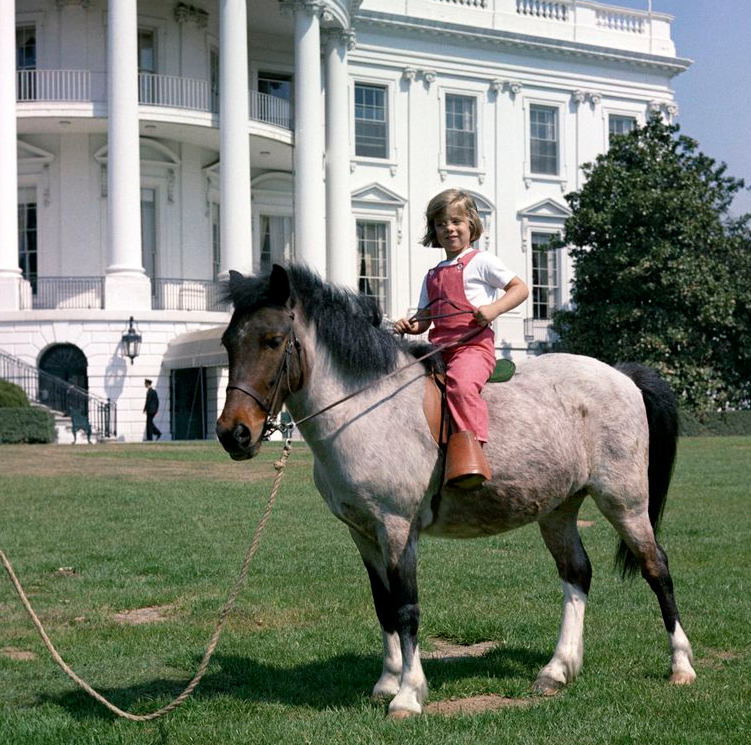 Caroline Kennedy rides Macaroni at the White House in the early 1960s. (Courtesy JFK Library)