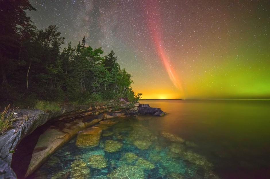 Proton Arc Over Lake Superior. Second place, “Weather, Water, and Climate” by Ken William. (Courtesy NOAA)