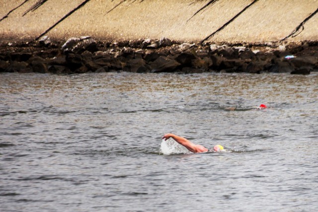 Swimming the length of the  Chesapeake Bay Bridge. (Photo by Andrew Weeks)