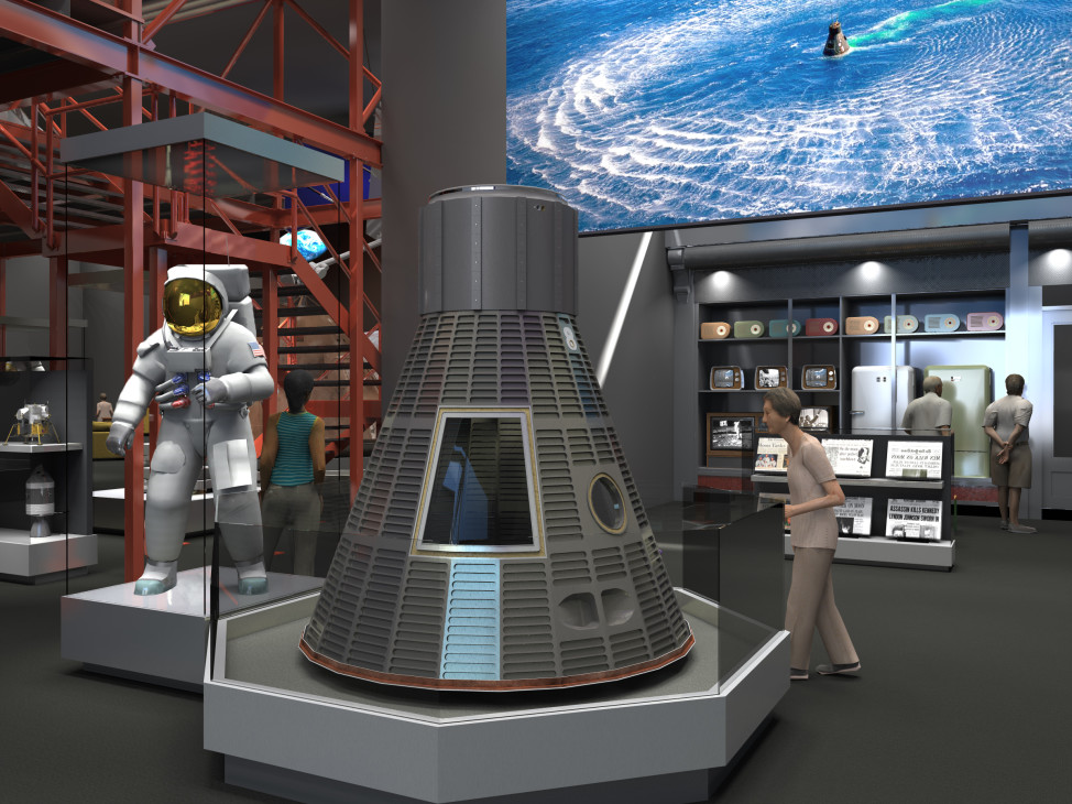 The $500,000 raised will go towards a climate controlled display case for Neil Armstrong's Apollo 11 spacesuit display in the "Destination Moon" gallery, set to open in 2020. (Artist's rendering courtesy Smithsonian Institution)