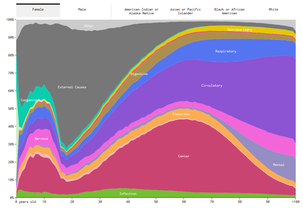 Causes of death for women (Nathan Yau/Flowing Data) 