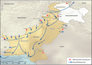 UNODC Pakistan Afghanistan Drug Routes Map