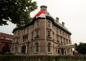 The Embassy of Indonesia near Dupont Circle in Washington. The 60-room mansion was built at the turn of the 20th century for Tom Walsh, a millwright's apprentice who discovered gold in Colorado. (AP Photo/Leslie E. Kossoff)