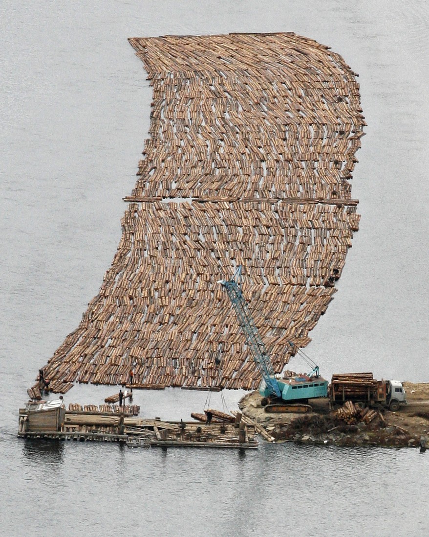 "Russia Siberia Timber Rafts"
