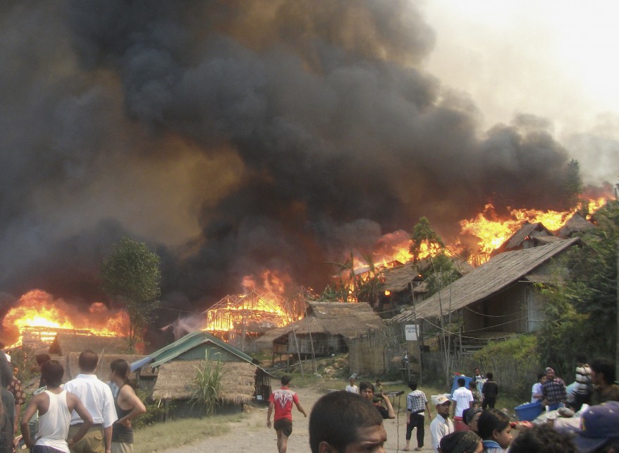 "Burma Thailand Refugee Camp Fire"