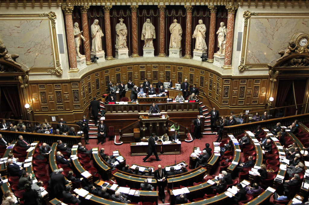 General view of the hemicycle during a debate about the right to vote in local elections for foreigners at the French Senate in Paris