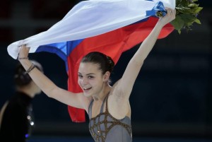 President Putin skipped this on Thursday night: Russia's Adelina Sotnikova celebrates after winning the women's figure skating event. Photo/ AP