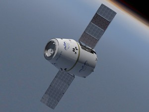 Artist rendering of the Dragon Spacecraft with Solar Panels deployed (Image: SpaceX)