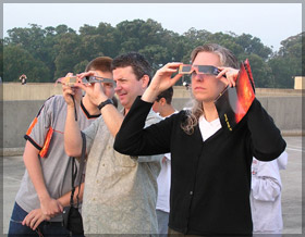 If you want to watch the transit of Venus be sure to take precautionary measures.  These people, for example are using solar viewing glasses to safely view the Sun. (Photo: NASA)