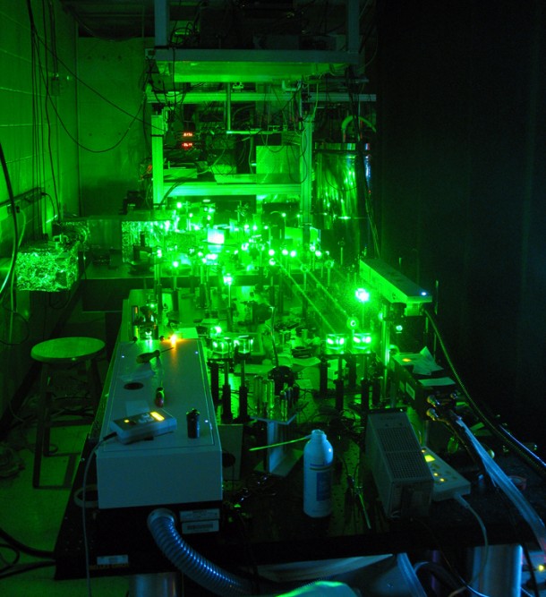 A multi-university team used a high-powered laser - based at the University of California, Santa Barbara - to improve an electron paramagnetic resonance (EPR) spectrometer, one of the tools scientists use to study the world at the atomic level. (Photo: UCSB/Susumu Takahashi)