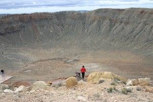 Barringer (or Meteor) Crater, in Arizona, measures 180 meters deep and 1,200 meters wide. Scientists estimate that a small asteroid about 45 meters in diameter, same as the passing 2012 DA14 created the hole some 25,000 years ago. (Photo: Kevin Walsh @ Creative Commons via Flickr)