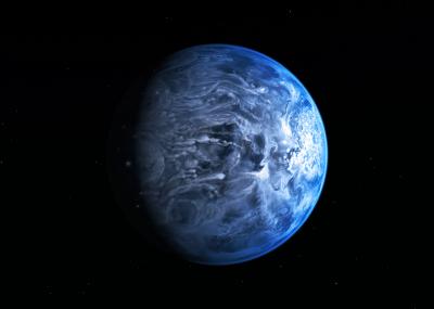Artist's Impression of the Deep Blue Planet HD 189733b (NASA, ESA, M. Kornmesser)