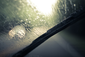 A windshield wiper at work on a rainy day (Basheer Tome via Flickr/Creative Commons)