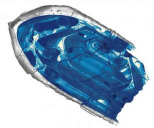 A 4.4 billion-year-old zircon crystal, the oldest confirmed piece of the Earth's crust, is providing new insight into how the early Earth cooled from a ball of magma and formed continents just 160 million years after the formation of our solar system, much earlier than previously believed.  (John Valley)
