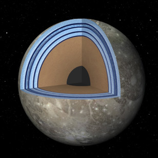 Artist concept of possible 'Moonwich' of Ice and Oceans on Ganymede (NASA/JPL-Caltech)