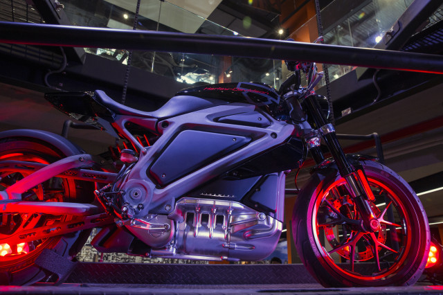 Here’s a close-up of Harley Davidson’s new electric motorcycle prototype, Project LiveWire that was on display at the motorcycle company’s New York store on June 23, 2014.  The LiveWire isn’t on sale yet since the final version of the LiveWire is still being developed. (Reuters)