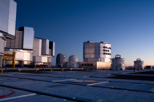 Telescope enclosures of ESO's Very Large Telescope located in Chile. (ESO/H. Heyer)