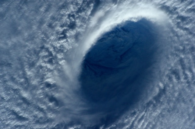 This is typhoon Maysak as seen from the International Space Station on 3/31/15.  The photo was taken by astronaut Samantha Cristoforetti.  The Pacific Daily News newspaper in Guam reported that the storm has been upgraded to a super typhoon with winds of 241 kph. Officials say super Typhoon Maysak is expected to significantly weaken before reaching the Philippines around Sunday. (NASA/Samantha Cristoforetti)