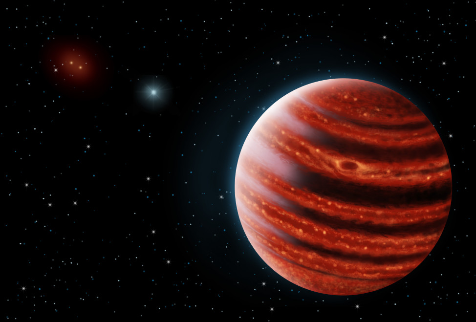 An artistic conception of the Jupiter-like exoplanet, 51 Eridani b (Danielle Futselaar & Franck Marchis, SETI Institute)
