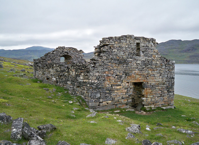 Greenland and possibly neighboring Baffin Island was settled by the Norse during what has been assumed to be a temporary warm period. They disappeared in the 1400s. Southern Greenland’s Hvalsey church is the best preserved Viking ruin. (Wikimedia Commons)