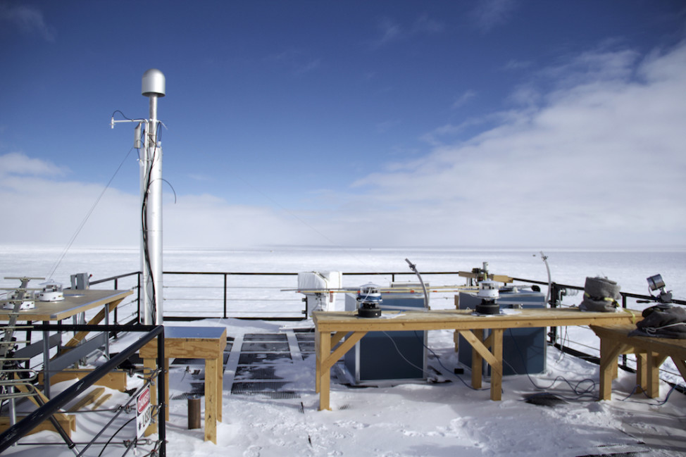 ARO's rooftop is home to NOAA's suite of solar radiation equipment. (Photo by Hunter Davis)