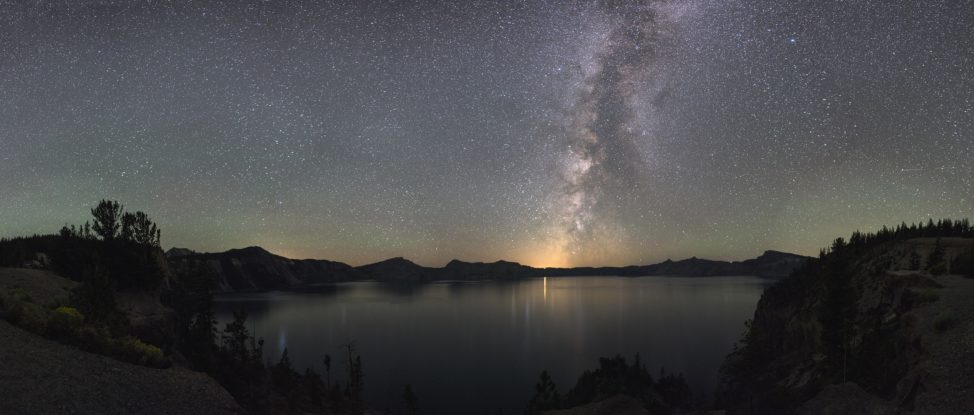 The Milky Way illuminates night sky over Crater Lake, Oregon. (NPS/Jeremy M. White)