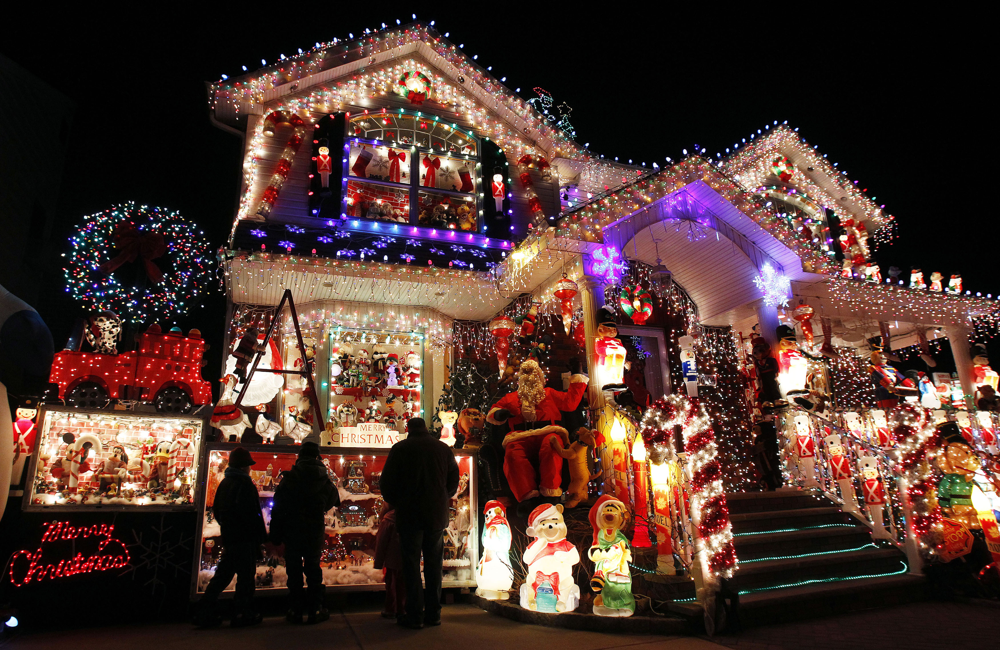 ... decorated with Christmas lights in the borough of Queens in New York