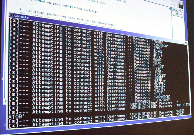 FILE - A computer screen shows a password attack in progress