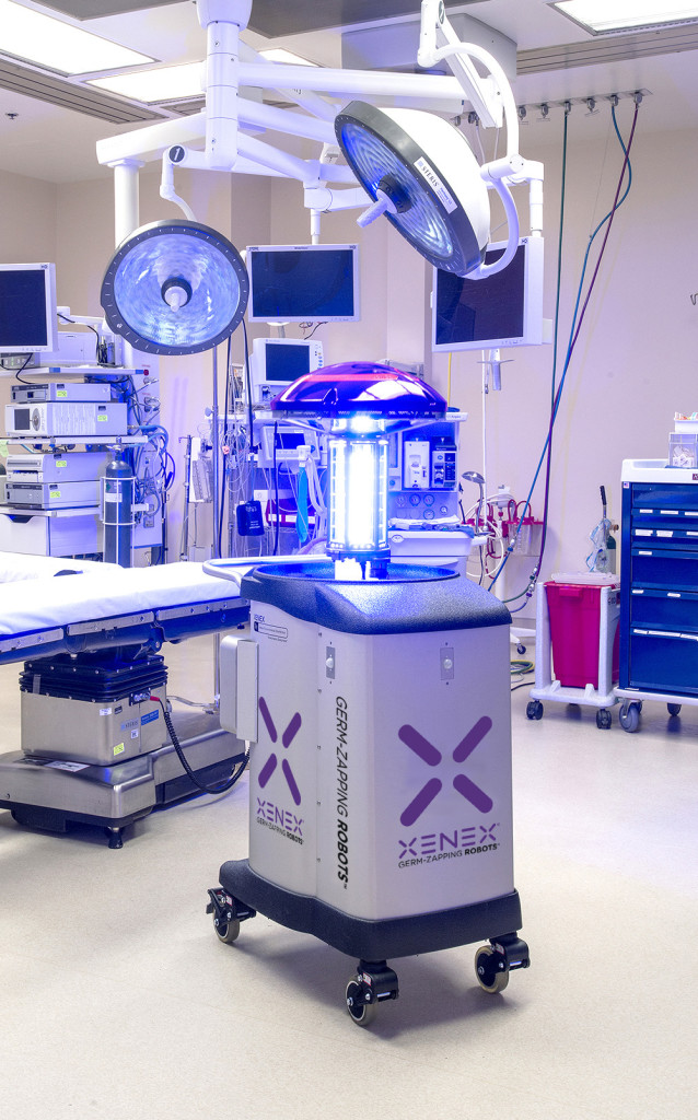 A Xenex germ-zapping robot can disinfect a typical patient/procedure room in 5-10 minutes. (Xenex)