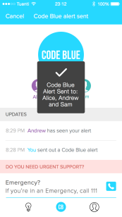 A screenshot from the app, Code Blue/ (Melon Health)