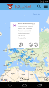 WiFox is a global map airport WI-Fi and lounge passwords. It is updated in real time and and now has four times as many hot spots as when the screenshots were taken. (Anil Polat)