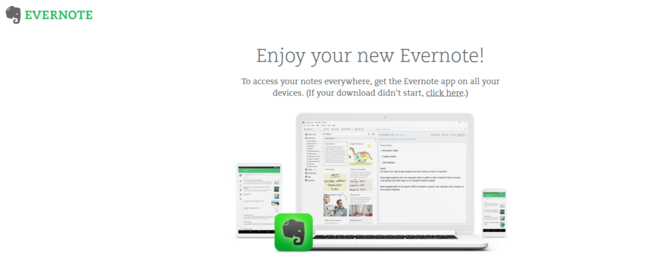 A screenshot from Evernote's websites, showing its mobile app.