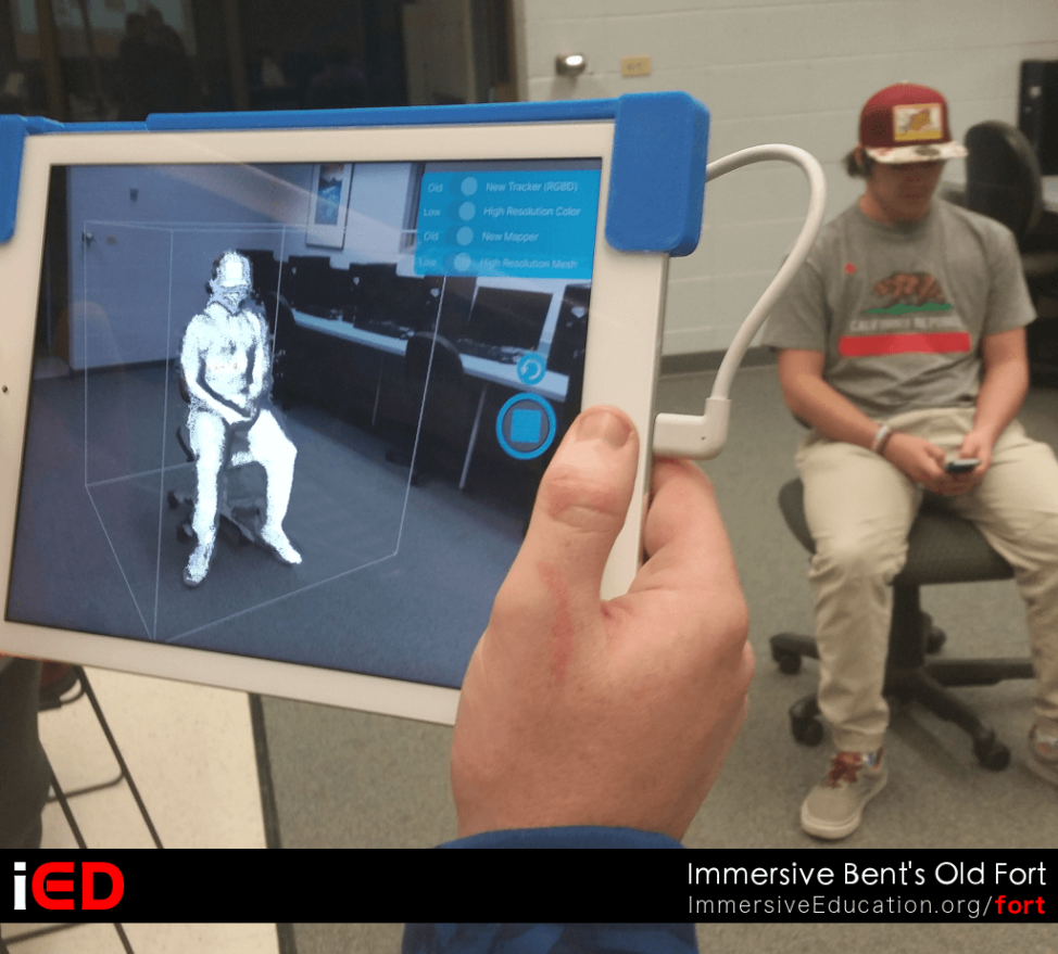Students at Otero Junior College in Colorado scan 3-D humans & objects for the the Virtual Reality recreation of Bent's Old Fort National Historic Site. (IED)