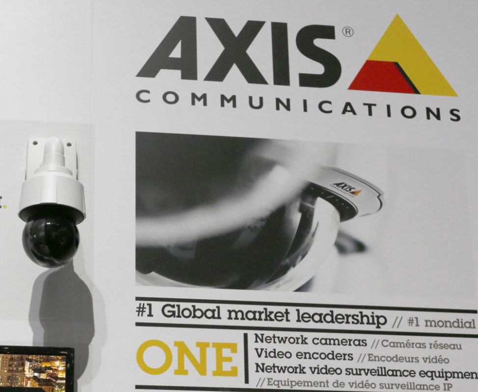 FILE - The logo of Axis Communications is shown n Paris, France. (Reuters)