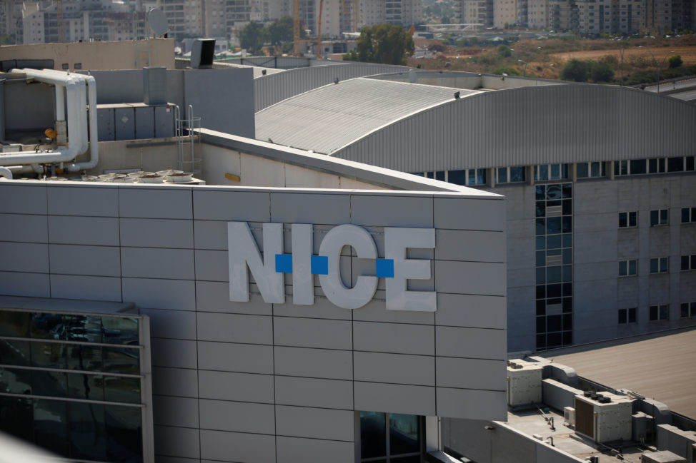 FILE - Logo of Israeli software provider NICE Systems is seen at their headquarters in Raanana, Israel. (Reuters)