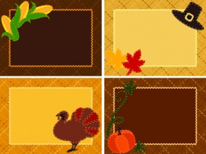 Here’s a lovely decoration, perhaps a placemat. And two of its components — corn and a pumpkin — may actually have been present at the “First Thanksgiving.”