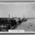 Georgetown harbor in 1910 looks grimy and industrial.  There’s no sign of classy stores or townhomes, that’s for sure. (Library of Congress)
