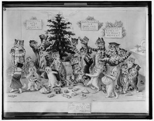Sometimes, a family got help trimming the tree.  (Library of Congress)