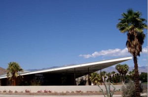 I toyed with the idea of showing you a vintage photo of the Tram Way gas station itself.  But it looked pretty much the same, only shabbier than the current visitor center.  (Palm Springs Bureau of Tourism)