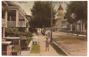 Perry Street is busier now than it was about 1910 when this old postcard shot was taken. But not THAT much busier.  (Courtesy, Donald Pocher, Old Cape May Cards)