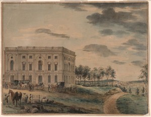 This painting depicts the U.S. Capitol right about the time Jefferson took his presidential oath for the first time.  The building was just eight years old and bears little resemblance to the domed landmark of today. (Library of Congress)