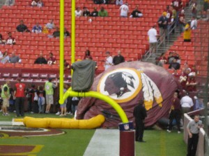 This hot-air version of a Redskins' helmet appears to have collapsed.  Critics would say the image mirrors the team's recent seasons.  (dukiekirsten3, Flickr Creative Commons)