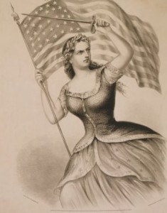 Americans once sang "Hail, Columbia" as the symbol of American values and optimism."  Now she's thought to be old-fashioned by many.  (Library of Congress)