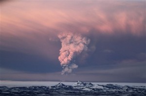 This NASA photo shows the latest ash plume over the Grimsvoth volcano in Iceland.  The timing on "doomsday" was interesting, but fortunately the event was isolated and (as far as we know) did not trigger other world-ending cataclysms.  (AP Photo/Jan Gustafsson)