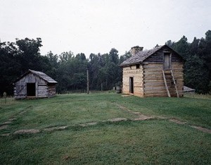 The Virginia slave cabins in which Booker T. Washington, founder of the renowned Tuskegee Institute in Alabama, was born.  (Carol M. Highsmith)