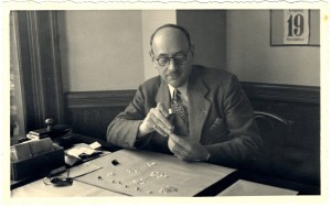 Marcel Ginsburg, Jane's grandfather, sorts diamonds.  The diamond business goes back many generations in her family, to Antwerp and beyond. (courtesy, Jane Friedman)