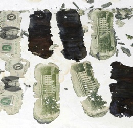 Some of the money that left the airplane with D.B. Cooper, found nine years after the skyjacking.  (FBI)