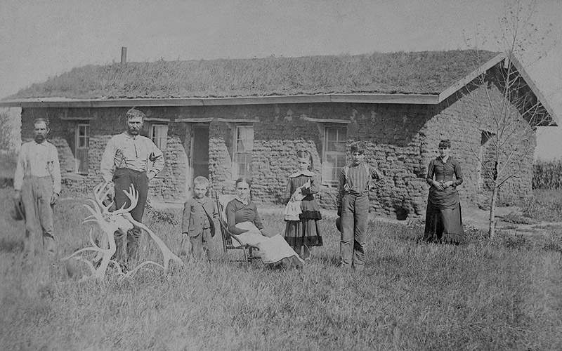 1886 Sod Farm House PHOTO Nebraska Prairie Farmers Frontier Pioneer Family Farm 